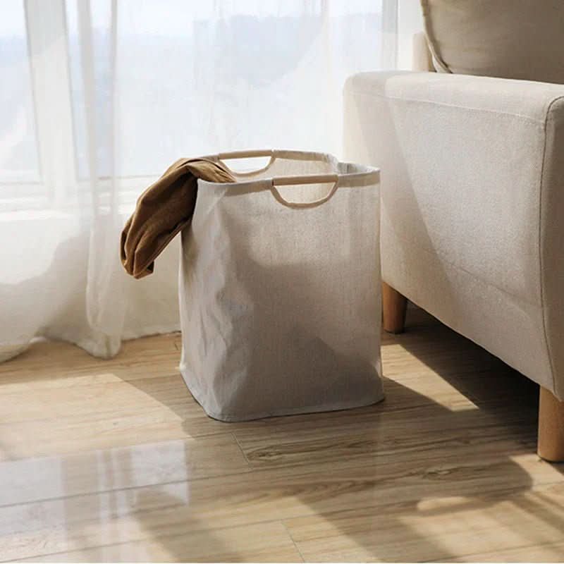 Laundry Basket Cotton And Linen Foldable With Carry Handles