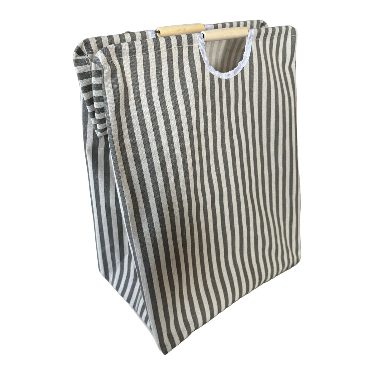 Laundry Basket Foldable Cotton-Linen Wooden Handles