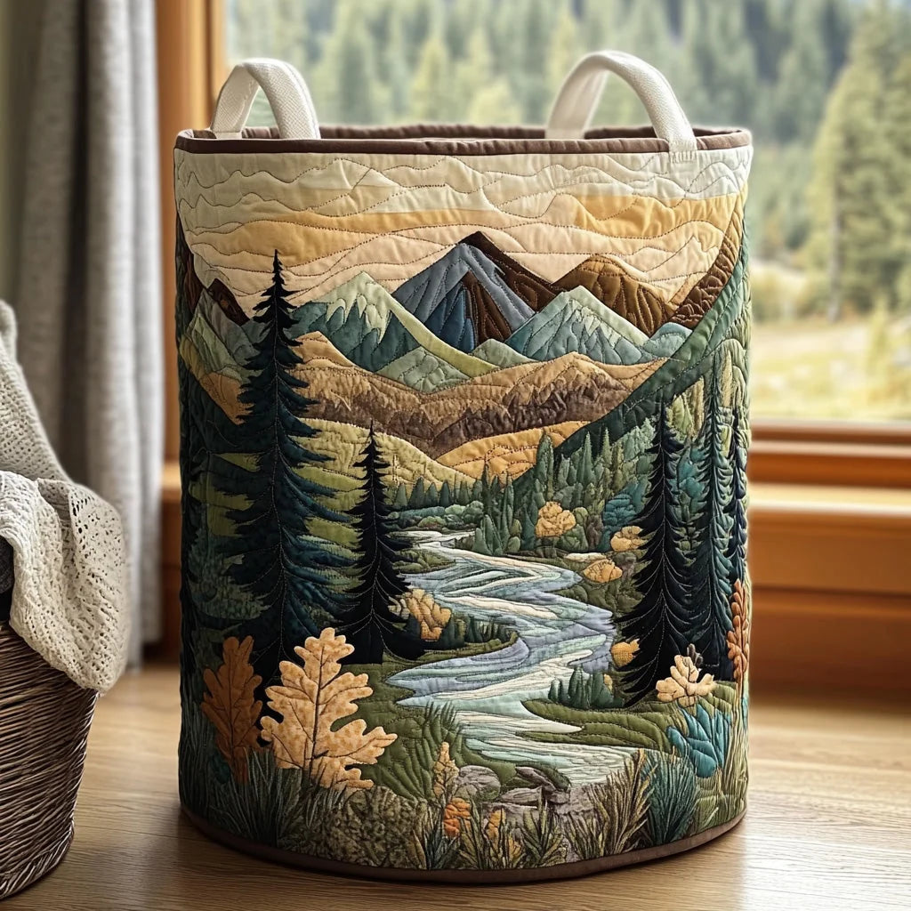 Laundry Hamper Quilted Foldable with Carry Handles