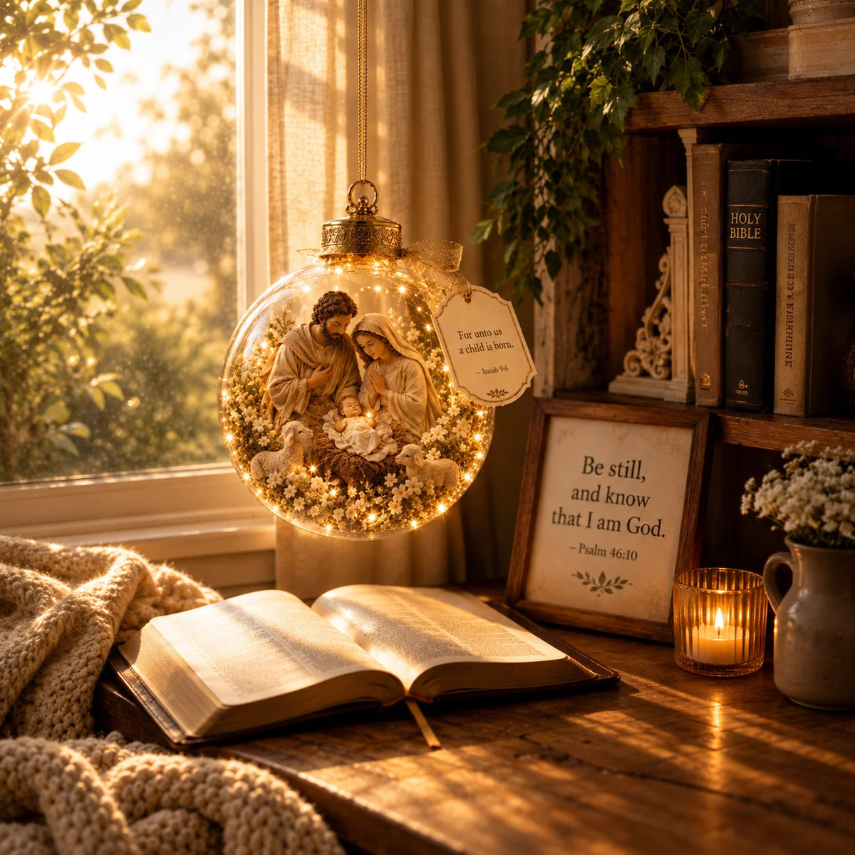Lighted Christian Ornament Scripture Keepsake 8 Designs