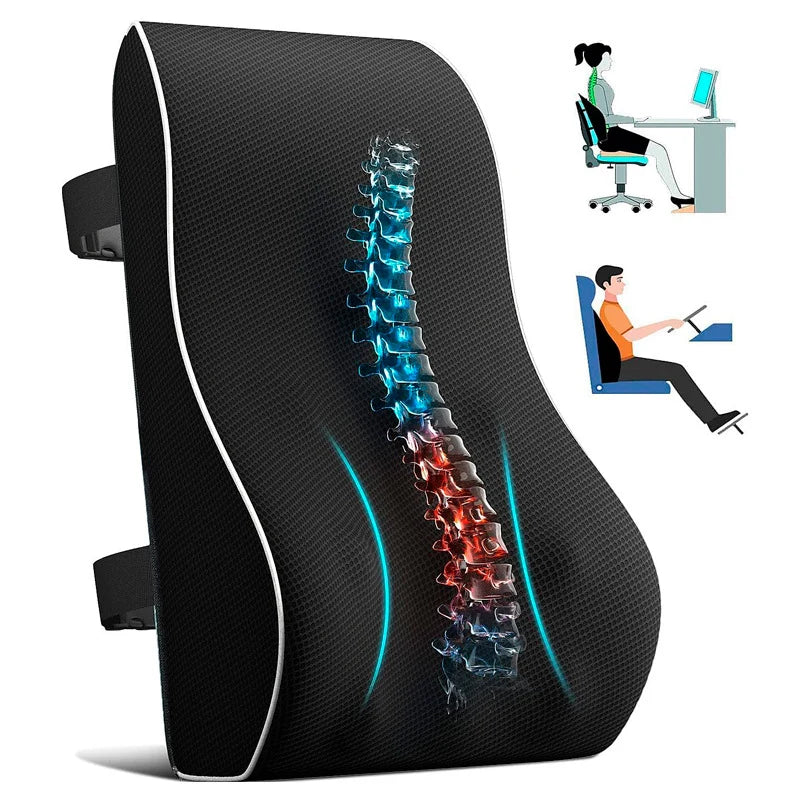 Lumbar Support Cushion Memory Foam Dual Straps