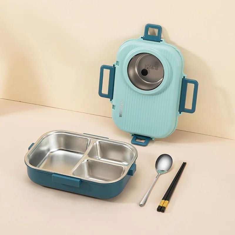 Lunch Box Leak-Proof Lid 3 Compartments Stainless Steel Interior