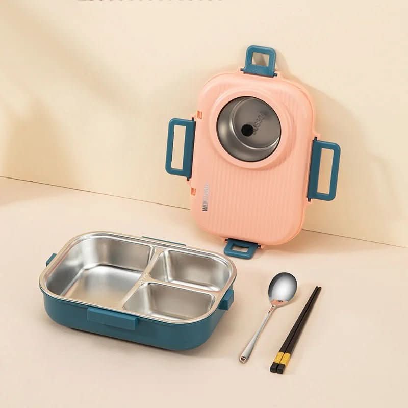 Lunch Box Leak-Proof Lid 3 Compartments Stainless Steel Interior