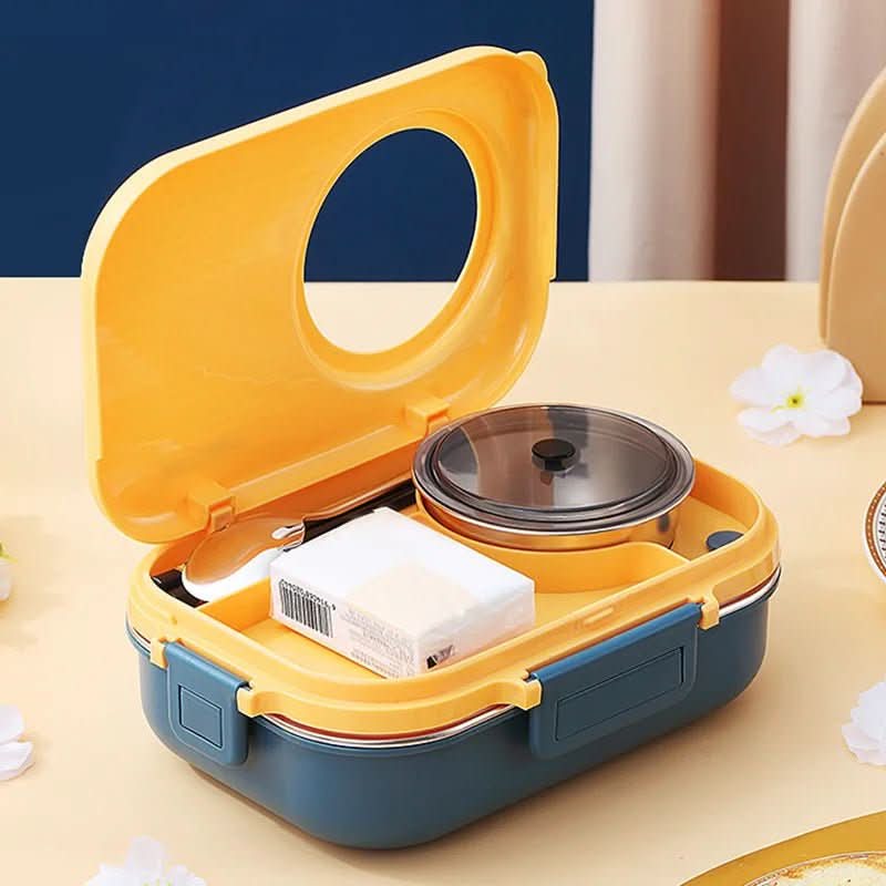 Lunch Box Leak-Proof Lid 3 Compartments Stainless Steel Interior