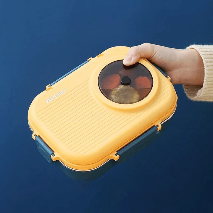 Lunch Box Leak-Proof Lid 3 Compartments Stainless Steel Interior