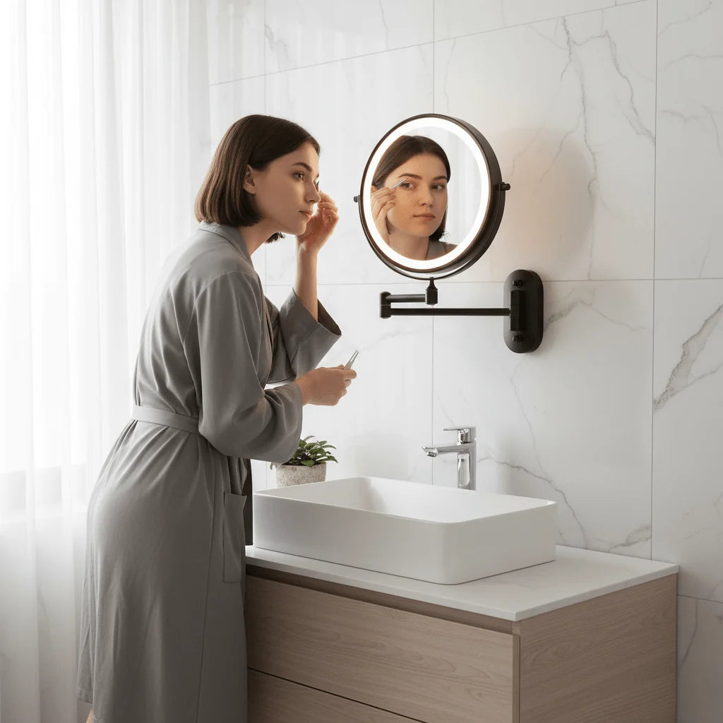 Makeup Mirror Dimmable LED Rechargeable 3×–10× Magnification