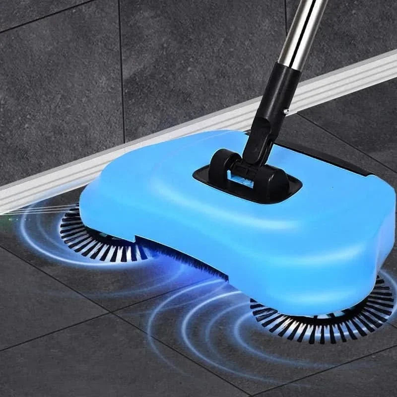 Manual Floor Sweeper Cordless Quiet 360° Rotating Brushes