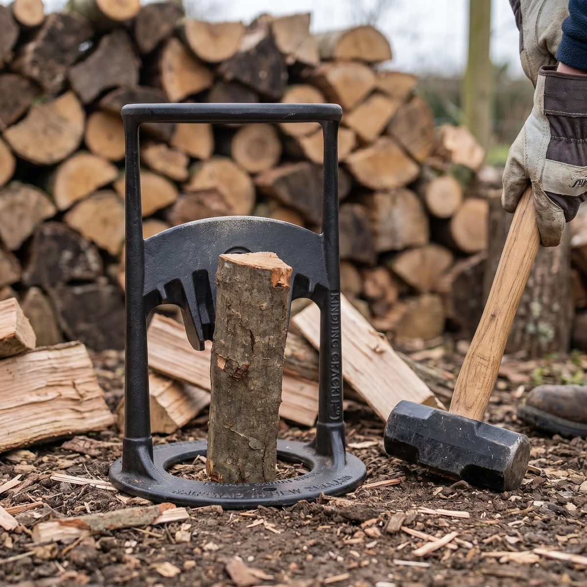 Manual Wood Splitter All-Steel Stable Base No Assembly