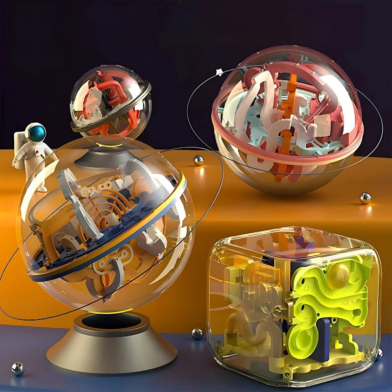 Maze Puzzle Ball Transparent Numbered Paths Four Difficulty Levels