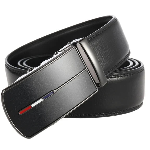 Men's Belt Cowhide Leather Automatic Buckle 1.38-Inch Wide