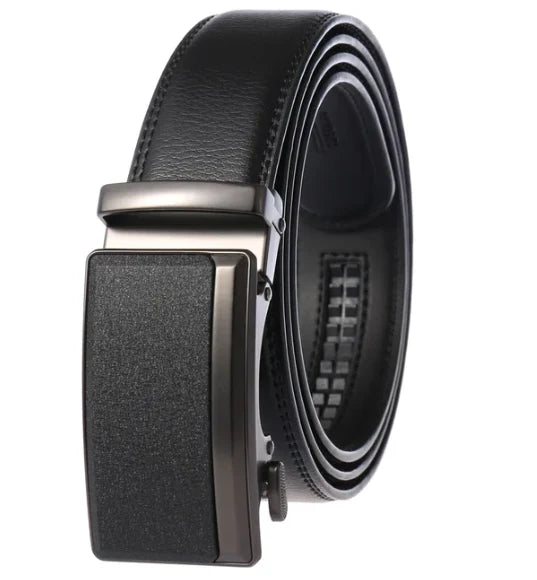 Men's Belt Cowhide Leather Automatic Buckle 1.38-Inch Wide