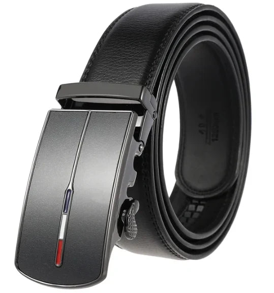 Men's Belt Cowhide Leather Automatic Buckle 1.38-Inch Wide