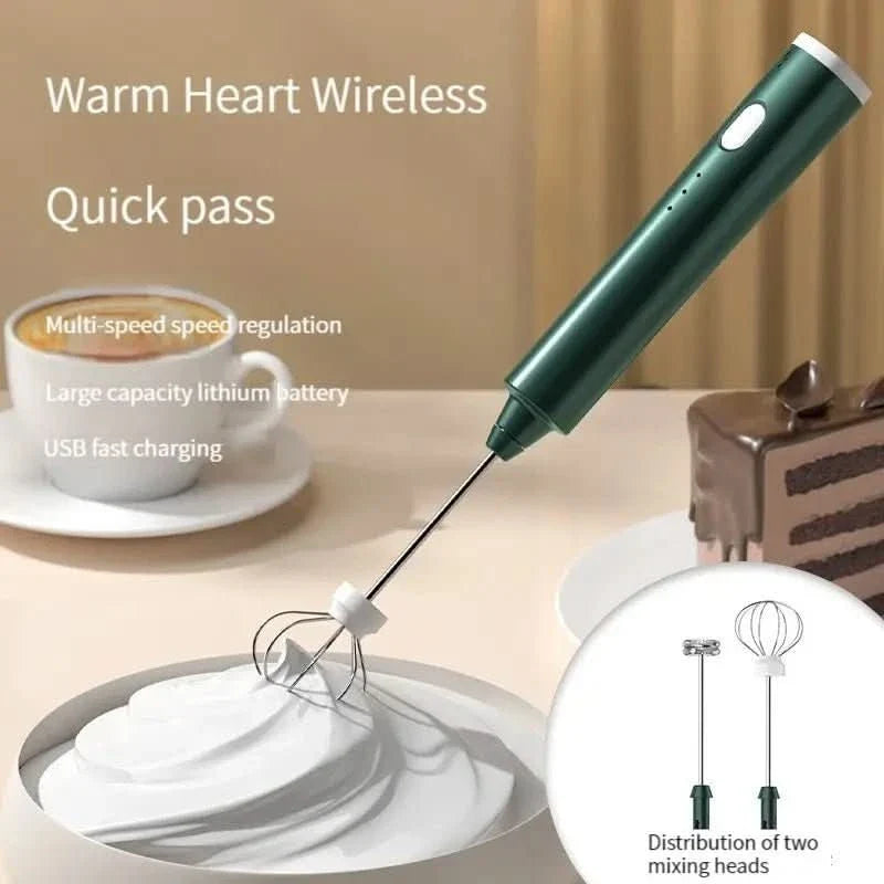 Milk Frother USB Rechargeable Three Speeds Stainless Steel Whisk