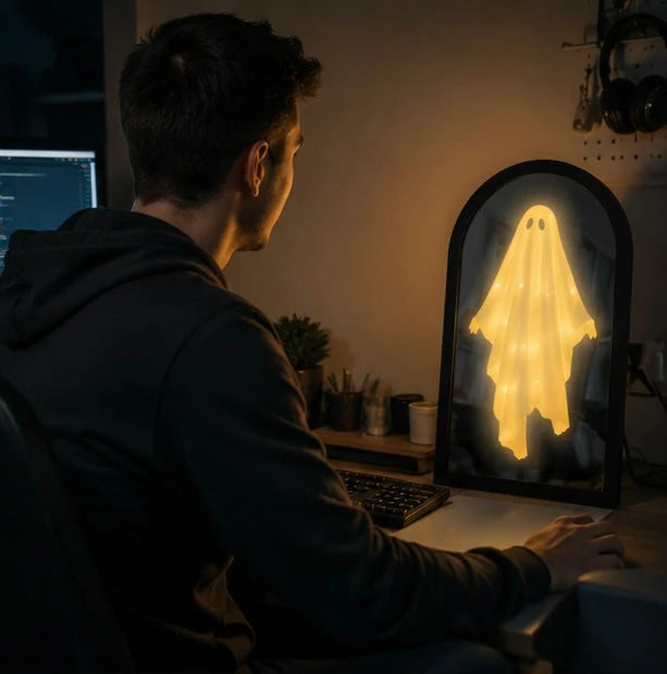 Mirror Holographic Floating Ghost Warm LED Lighting