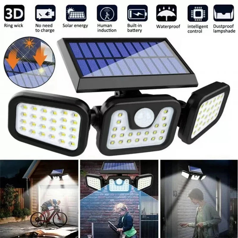 Motion Sensor Light Solar Powered 74 LED 270° Coverage