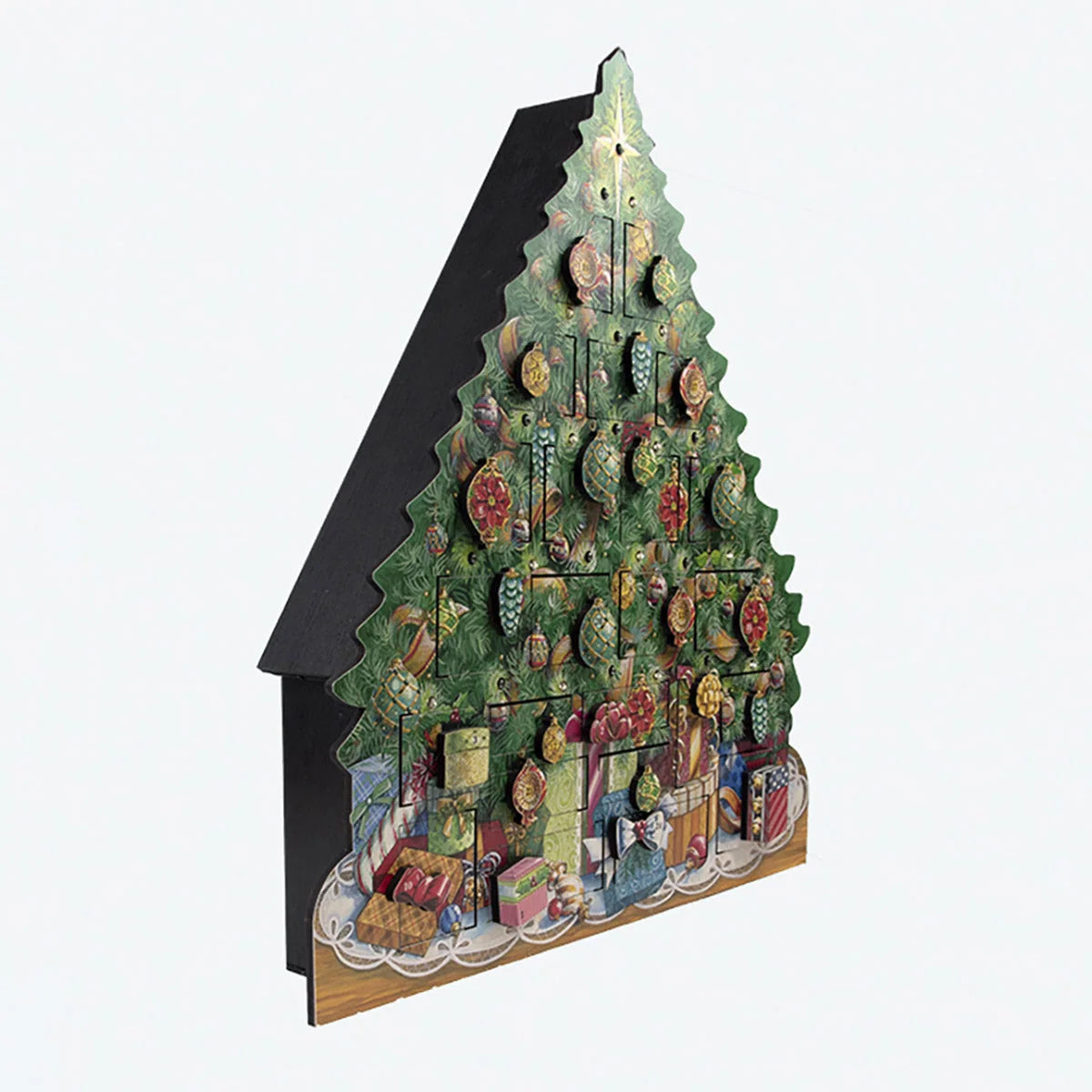 Musical Advent Calendar Wooden 24 Doors With Lights