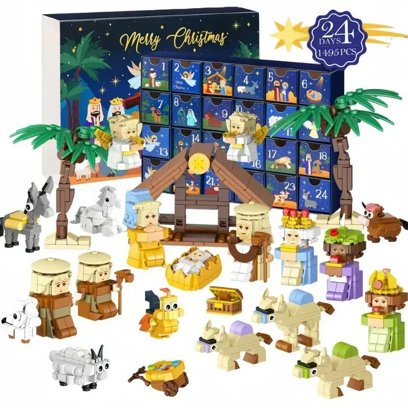 Nativity Advent Calendar 24 Handcrafted Figures Reusable Decoration