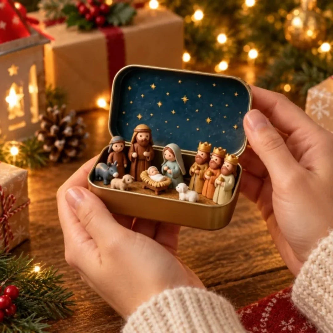 Nativity Scene Decoration Stainless Steel Storage Box