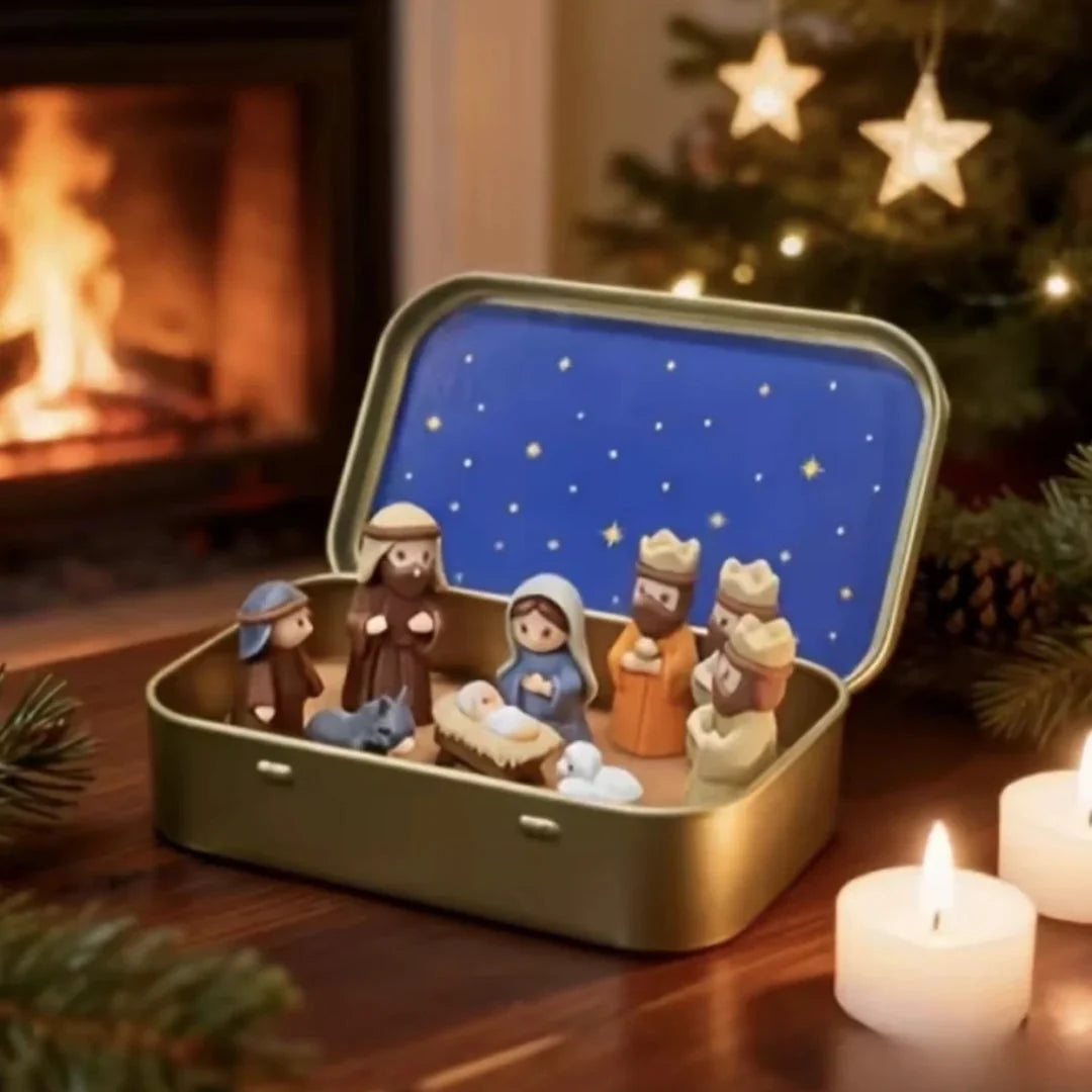 Nativity Scene Decoration Stainless Steel Storage Box
