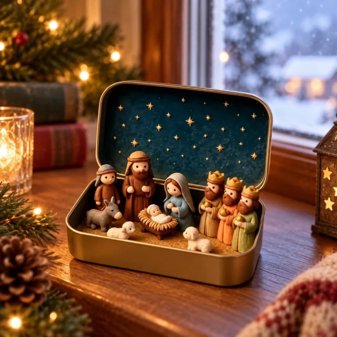 Nativity Scene Decoration Stainless Steel Storage Box