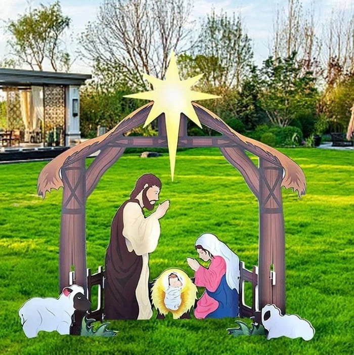 Nativity Set Weather-Resistant Outdoor Display Ground Stakes