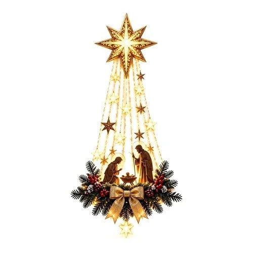 Nativity Wall Hanging Battery-Powered Warm LED Lights
