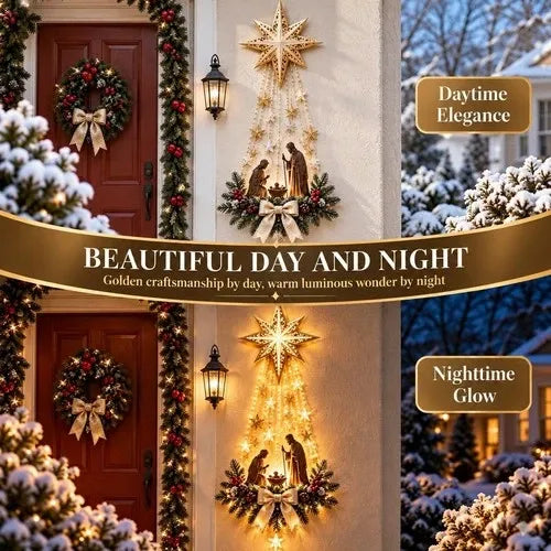 Nativity Wall Hanging Battery-Powered Warm LED Lights