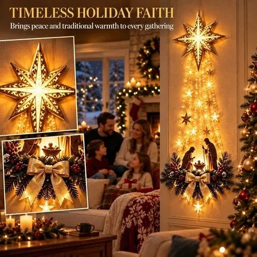 Nativity Wall Hanging Battery-Powered Warm LED Lights