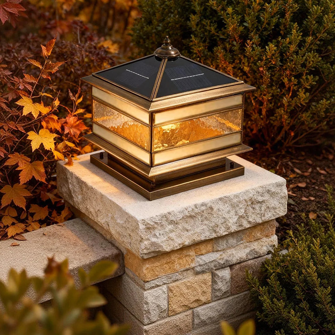 Outdoor Post Light Brass Clear Glass IP54