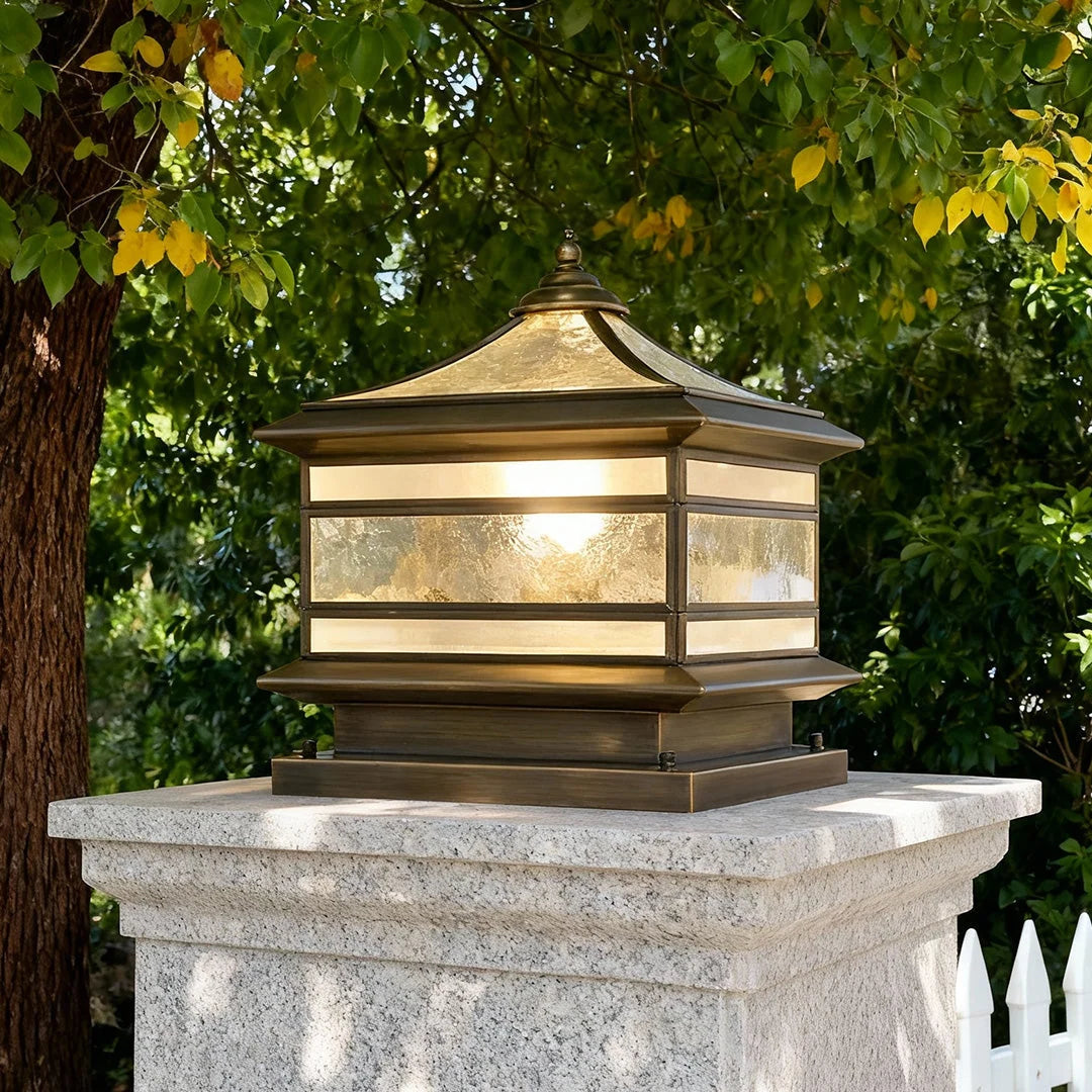 Outdoor Post Light Brass Clear Glass IP54