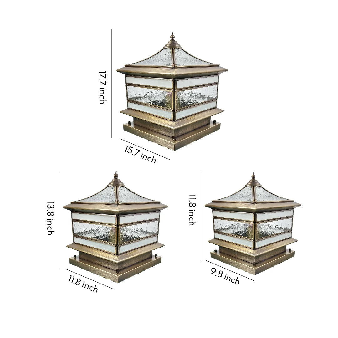 Outdoor Post Light Brass Clear Glass IP54