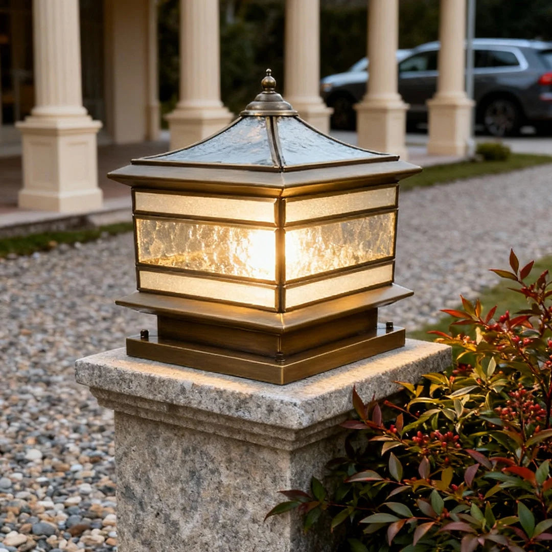 Outdoor Post Light Brass Clear Glass IP54