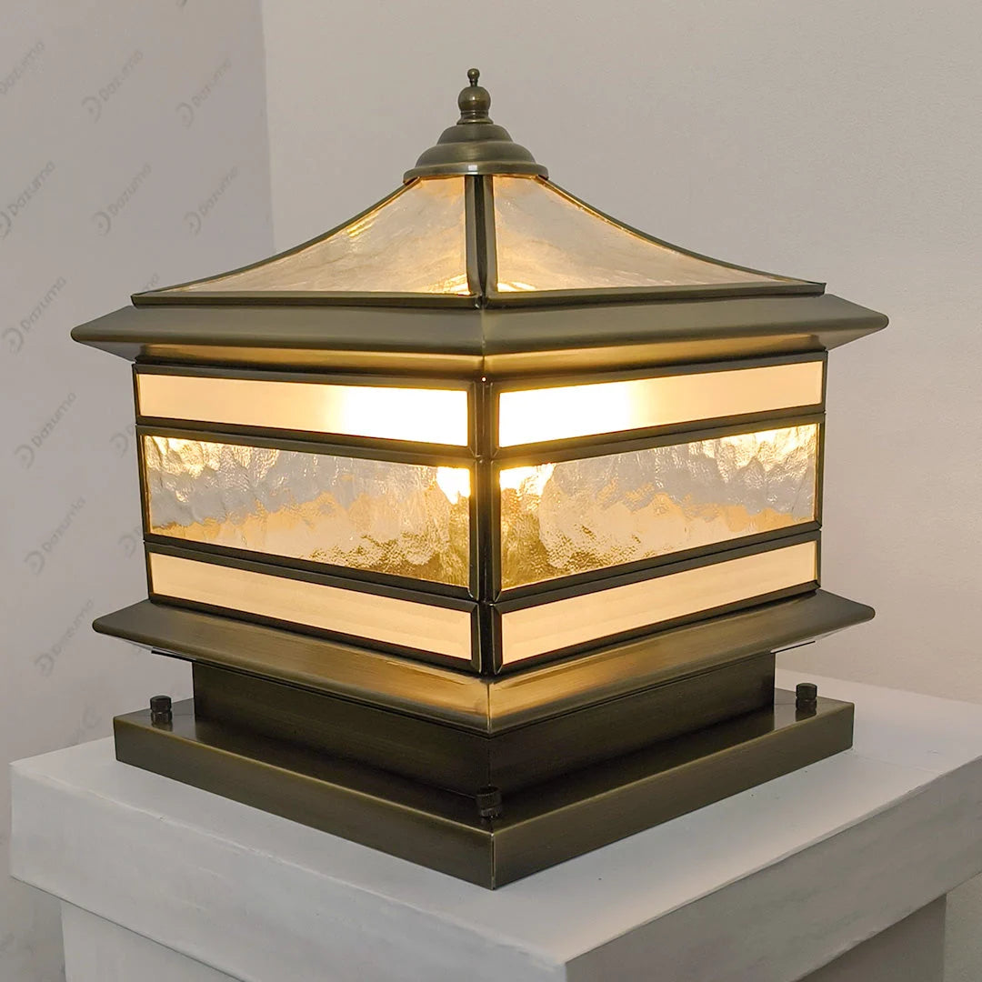 Outdoor Post Light Brass Clear Glass IP54