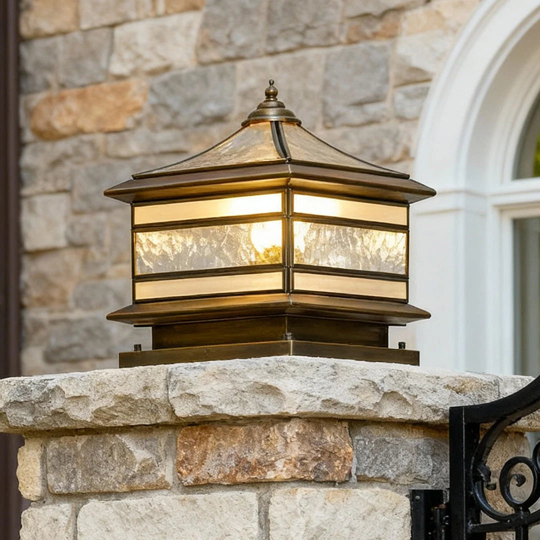 Outdoor Post Light Brass Clear Glass IP54