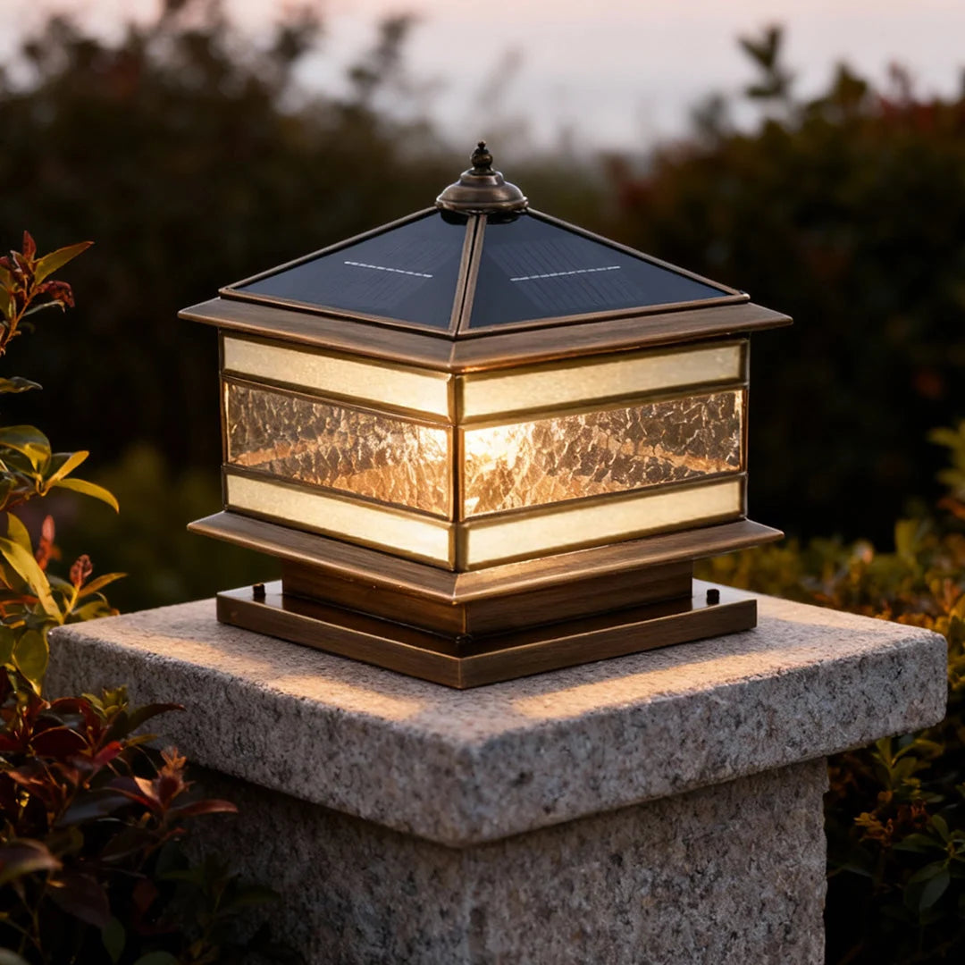 Outdoor Post Light Brass Clear Glass IP54