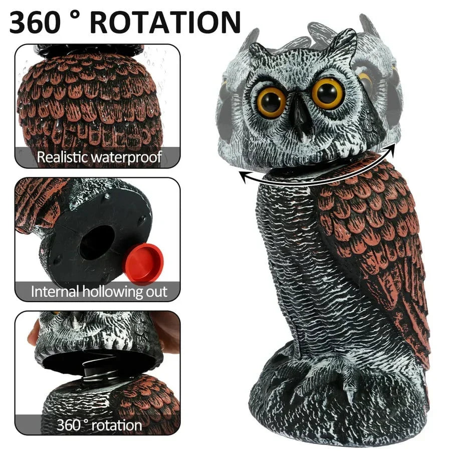 Owl Decoy Wind-Powered 360° Rotating Head 2-Pack