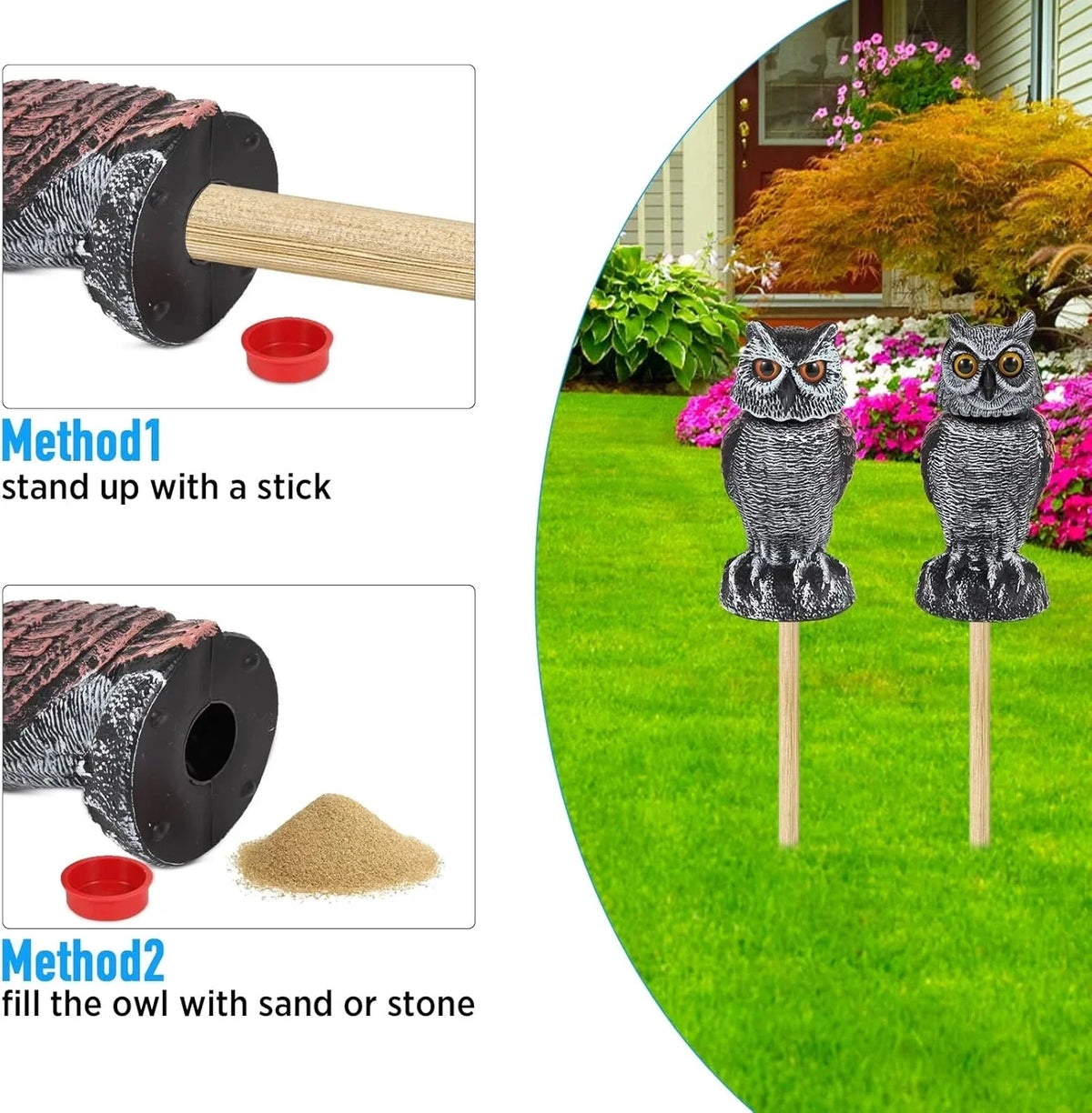 Owl Decoy Wind-Powered 360° Rotating Head 2-Pack