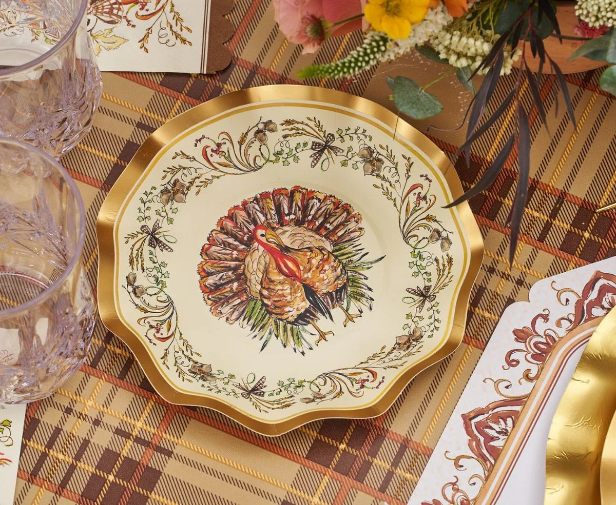 Paper Plates Heavy-Duty Thanksgiving Turkey & Gourd Design