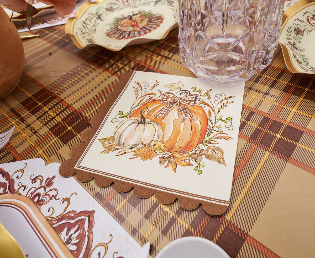 Paper Plates Heavy-Duty Thanksgiving Turkey & Gourd Design