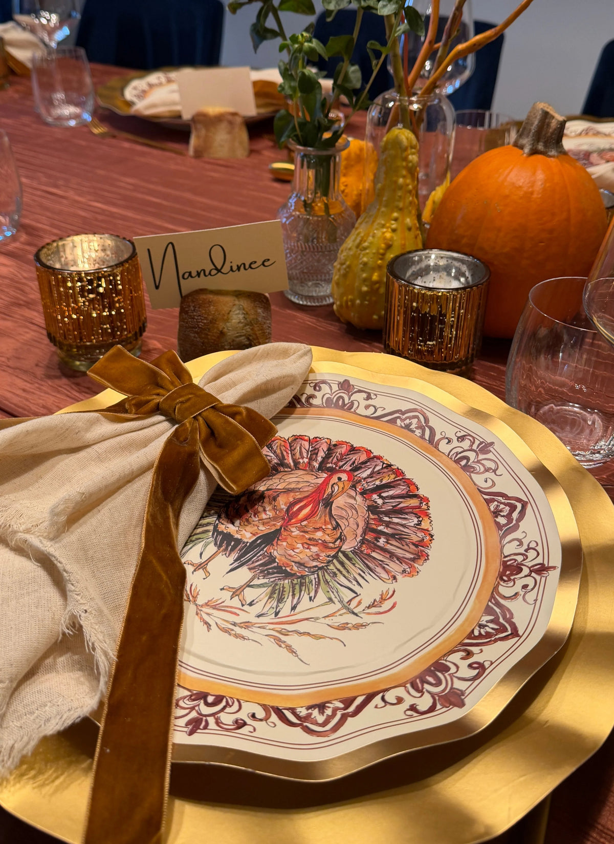 Paper Plates Heavy-Duty Thanksgiving Turkey & Gourd Design