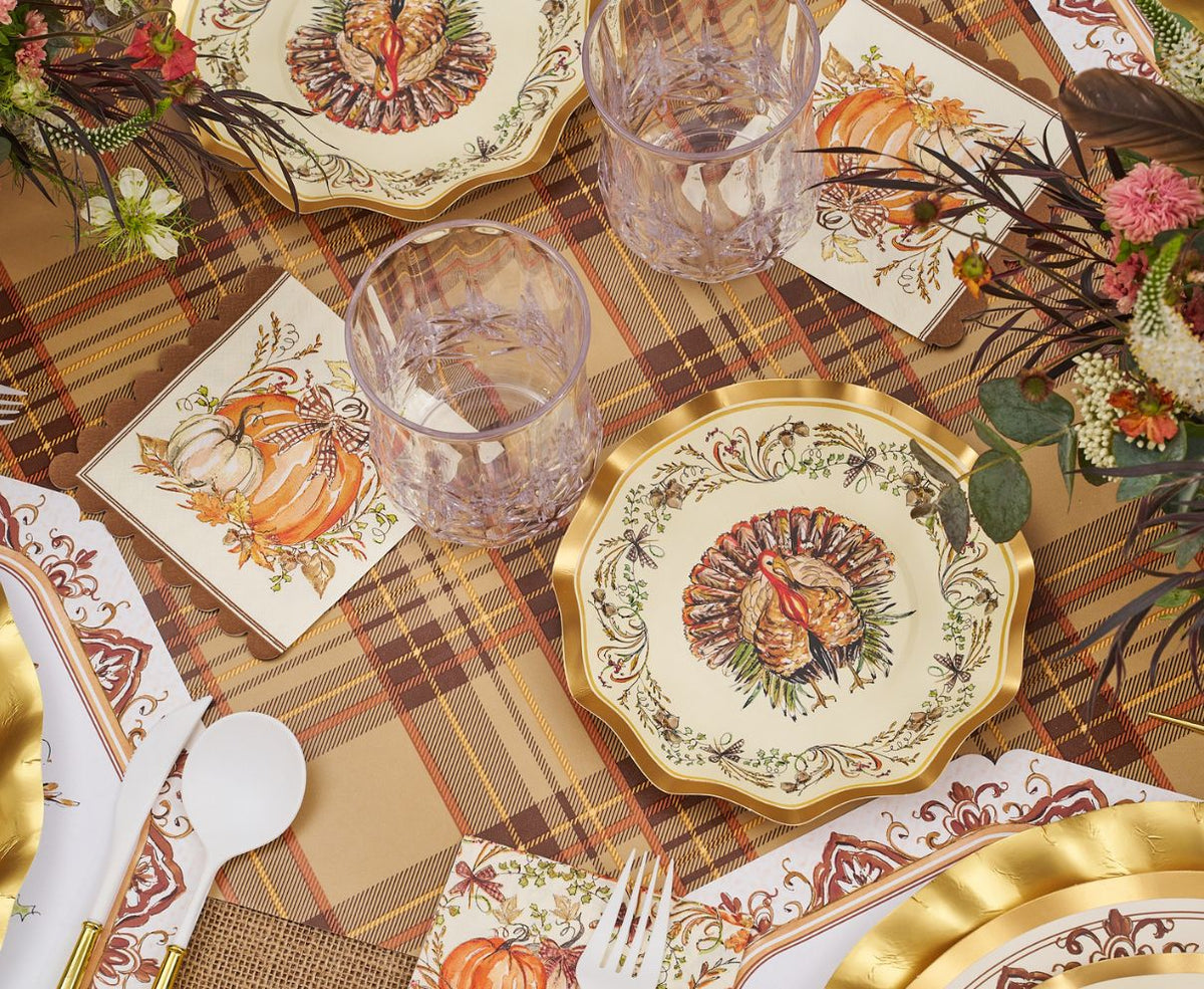 Paper Plates Heavy-Duty Thanksgiving Turkey & Gourd Design