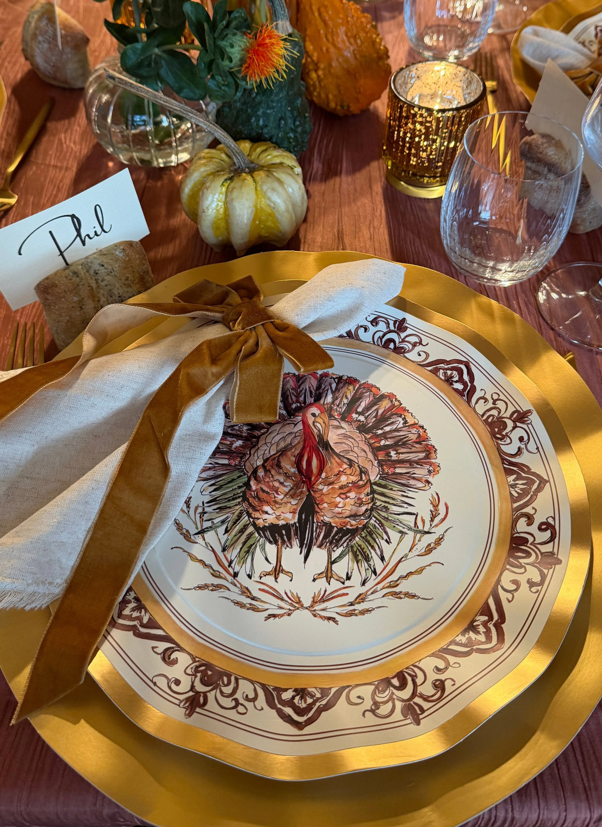Paper Plates Heavy-Duty Thanksgiving Turkey & Gourd Design