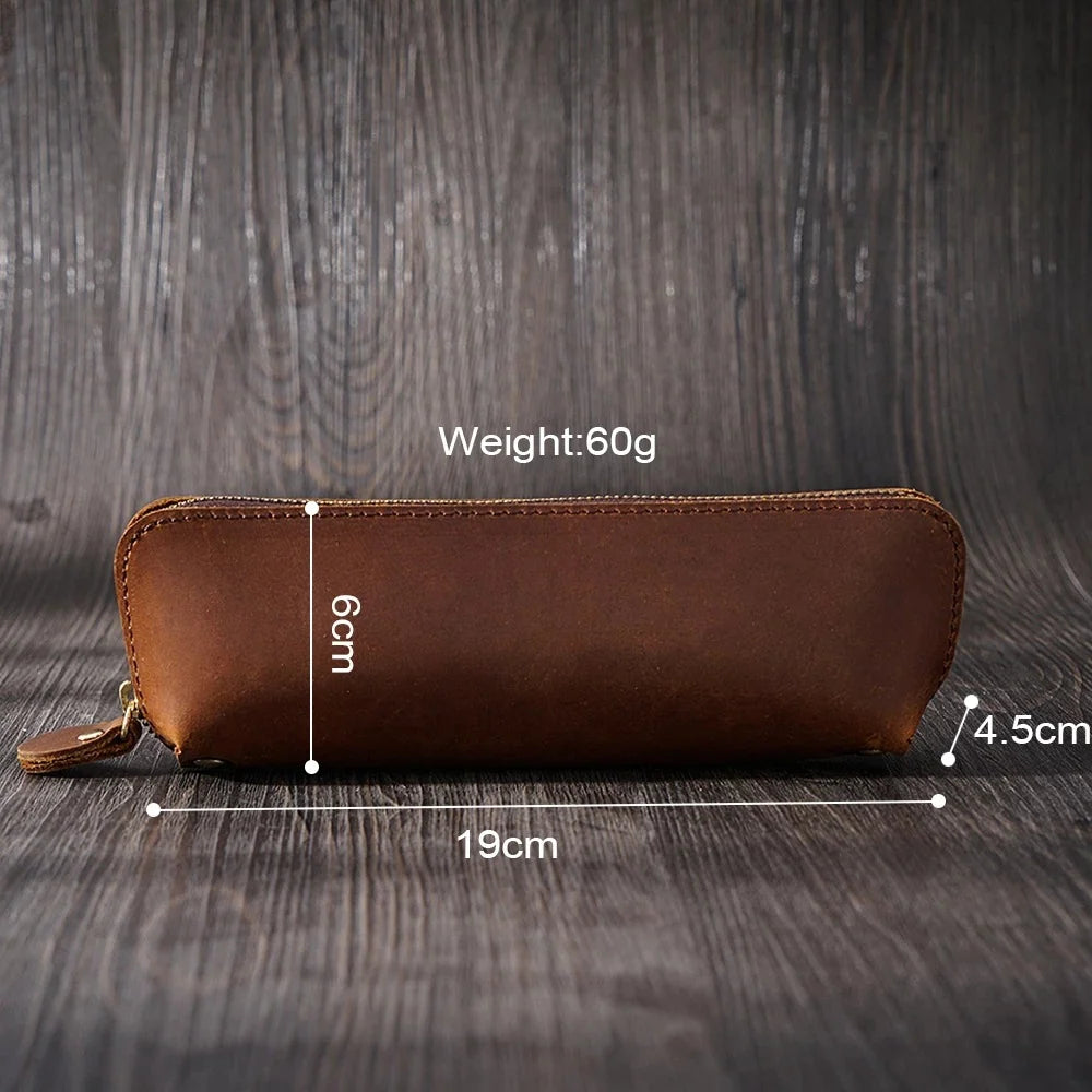 Pencil Case Leather Spacious Interior Zipper Closure