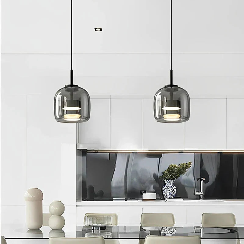 Pendant Light Hand-Blown Tinted Glass Integrated LED