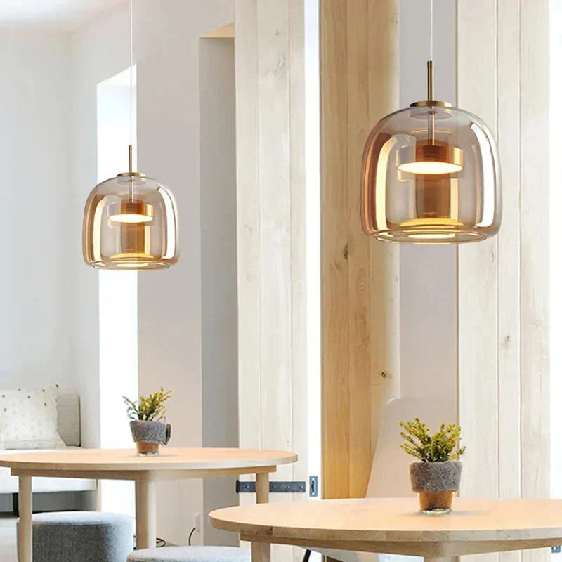 Pendant Light Hand-Blown Tinted Glass Integrated LED