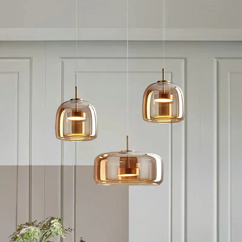 Pendant Light Hand-Blown Tinted Glass Integrated LED