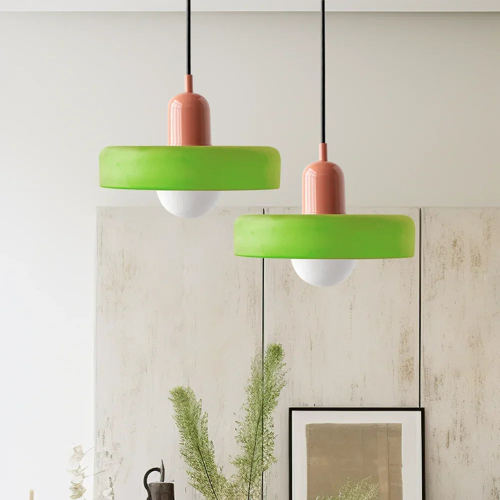 Pendant Light Stained Glass Geometric Shade Adjustable Hanging Length