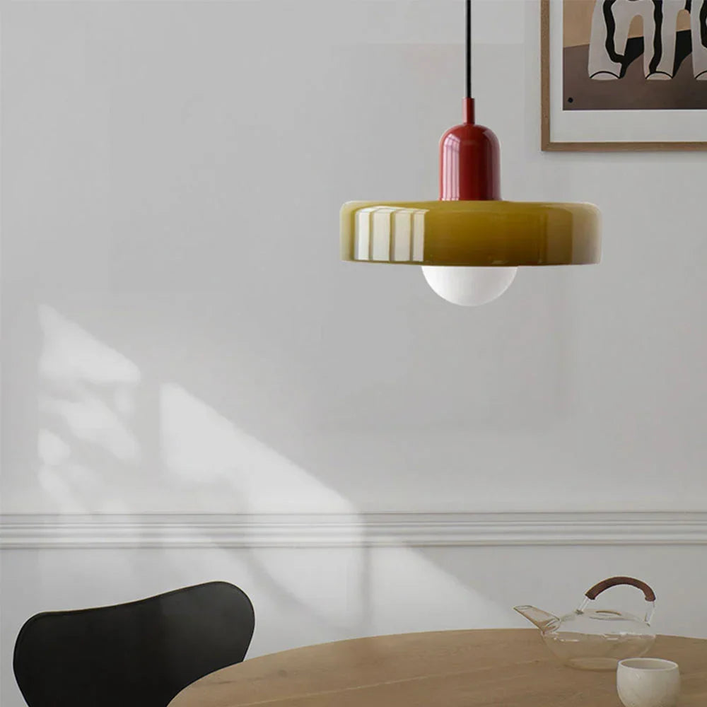 Pendant Light Stained Glass Geometric Shade Adjustable Hanging Length