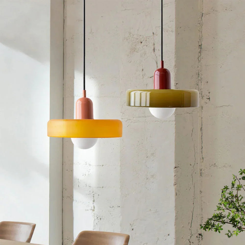Pendant Light Stained Glass Geometric Shade Adjustable Hanging Length