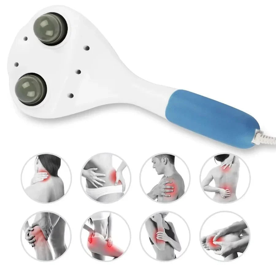 Percussion Massager Dual Vibration Heads Adjustable Speed Angled Handle